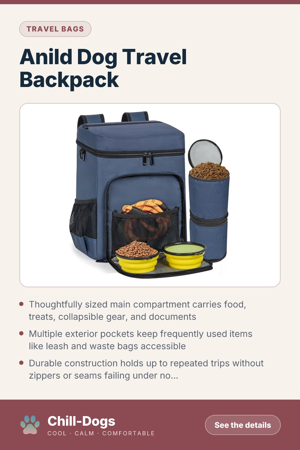 Anild Dog Travel Backpack — Chill-Dogs pin