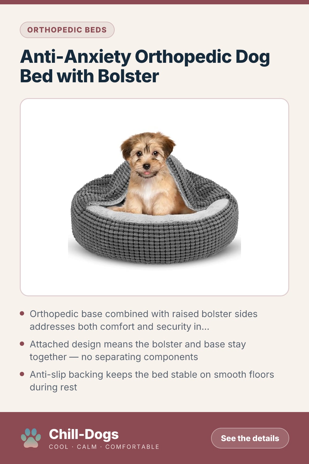 Anti-Anxiety Orthopedic Dog Bed with Bolster — Chill-Dogs pin