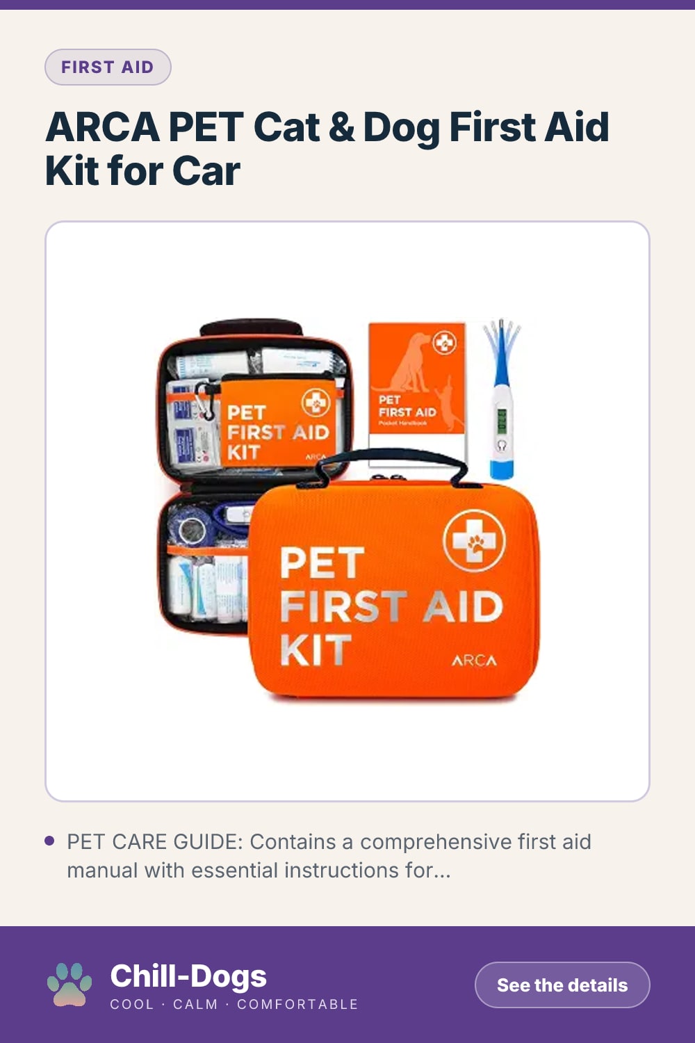 ARCA PET Cat & Dog First Aid Kit for Car — Chill-Dogs pin