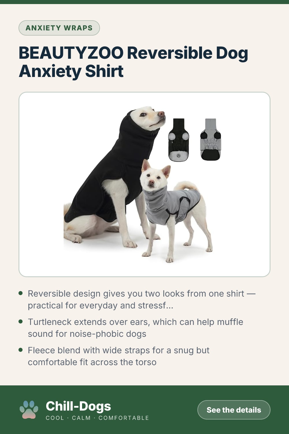 BEAUTYZOO Reversible Dog Anxiety Shirt — Chill-Dogs pin