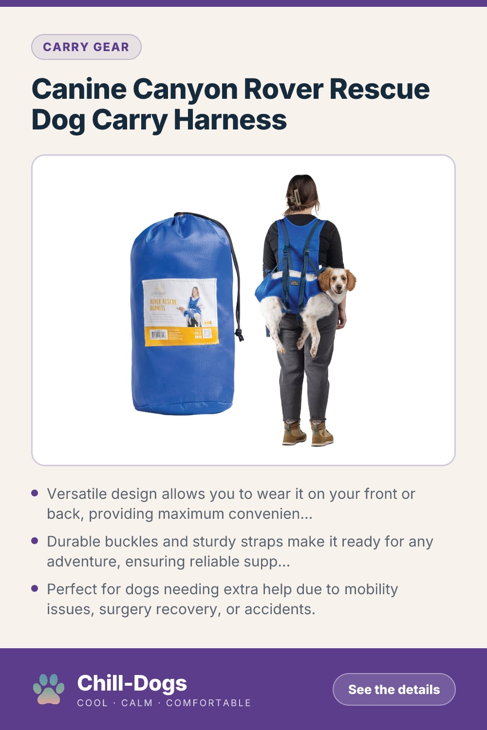 Canine Canyon Rover Rescue Dog Carry Harness — Chill-Dogs pin