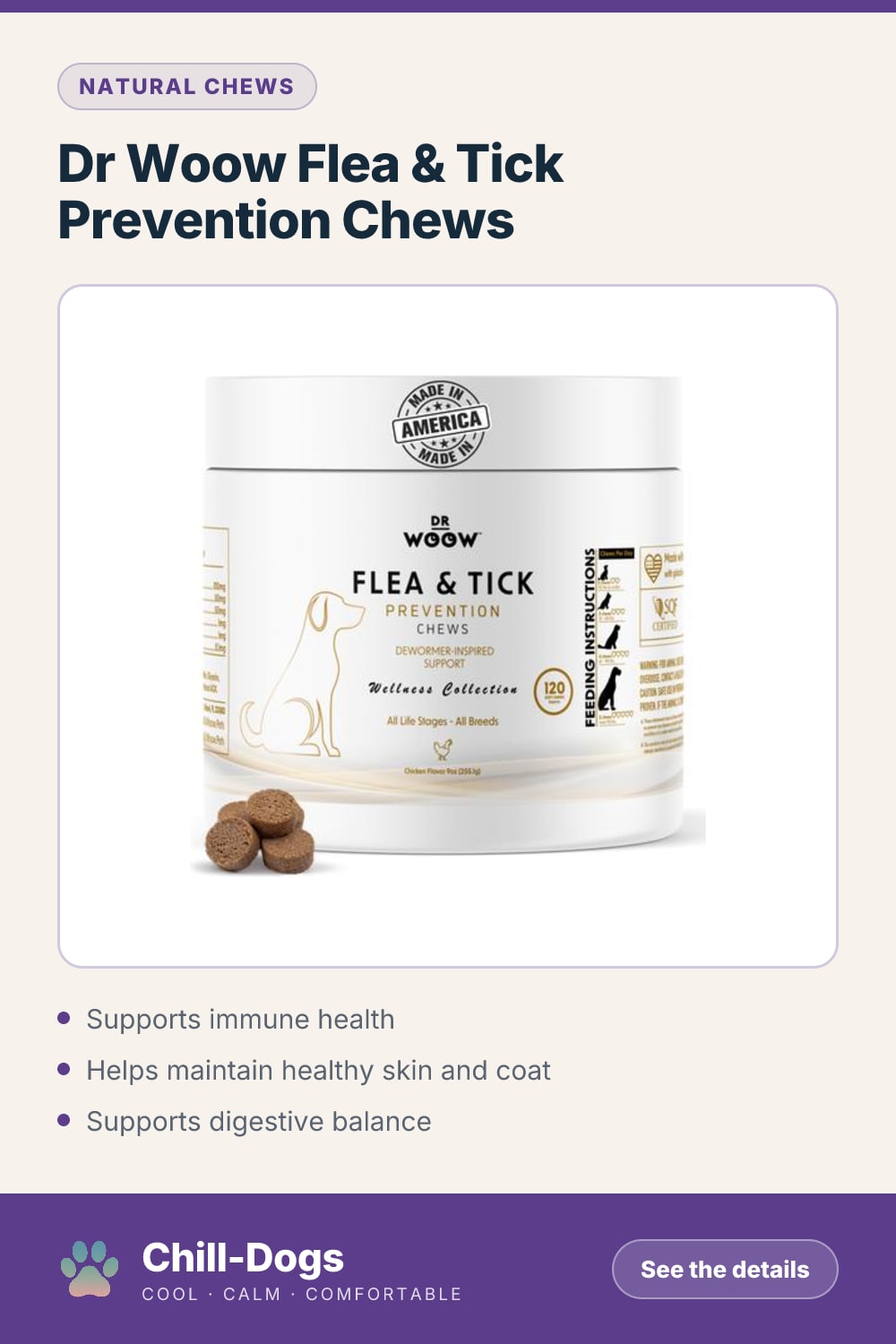 Dr Woow Flea & Tick Prevention Chews — Chill-Dogs pin