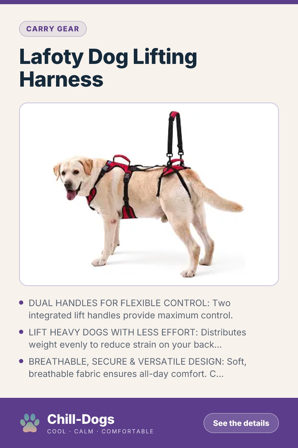 Lafoty Dog Lifting Harness — Chill-Dogs pin