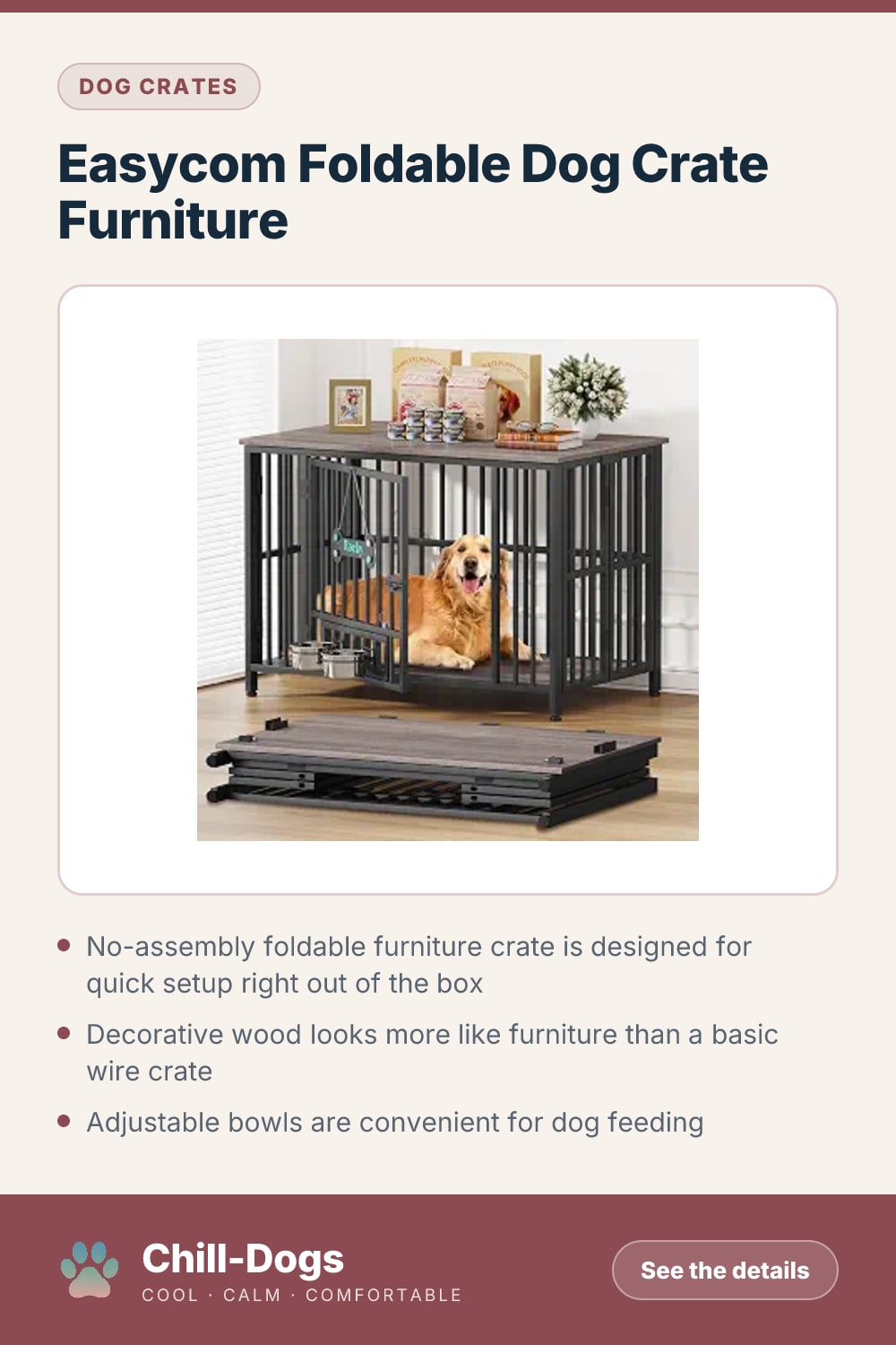 Easycom Foldable Dog Crate Furniture — Chill-Dogs pin