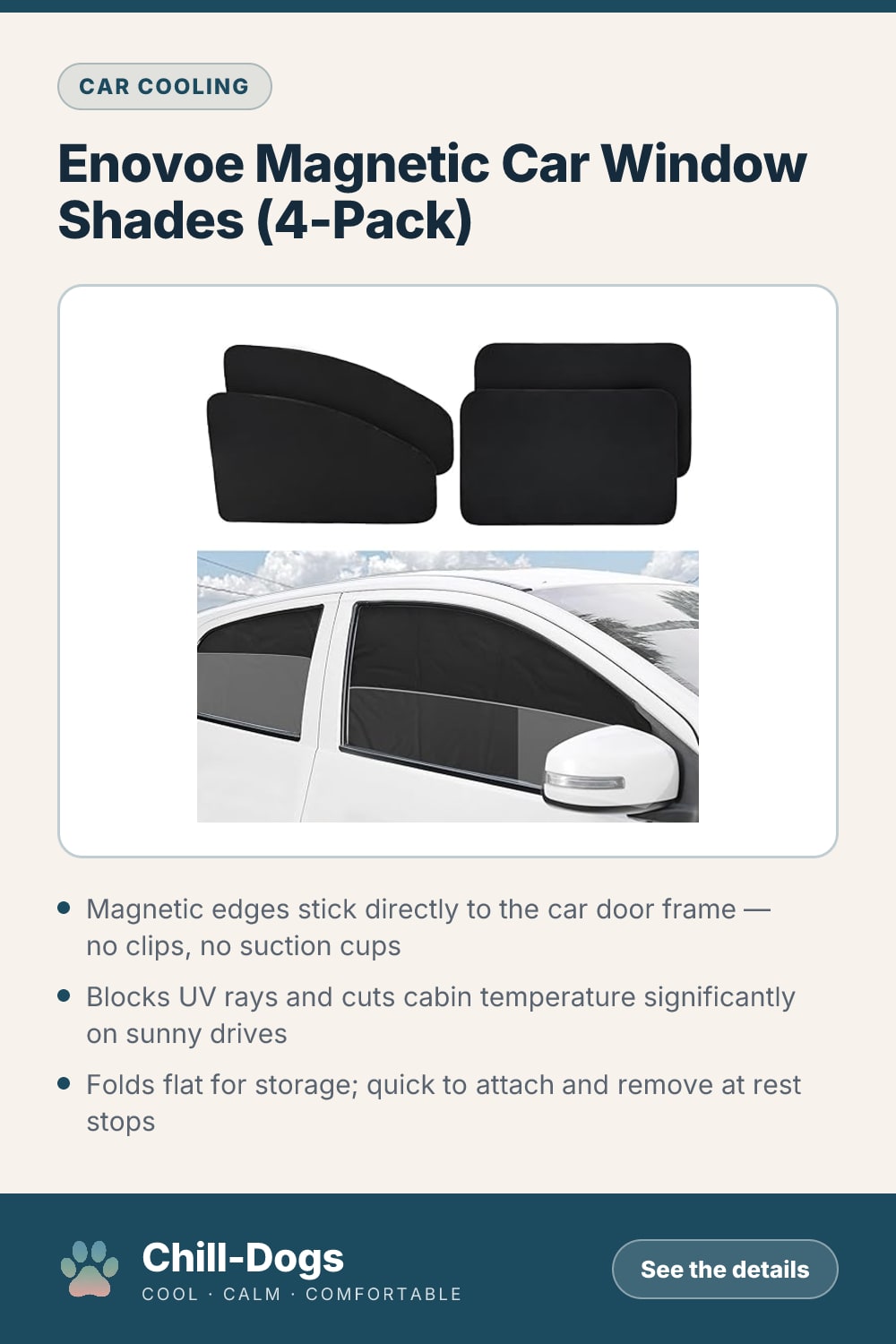 Enovoe Magnetic Car Window Shades (4-Pack) — Chill-Dogs pin