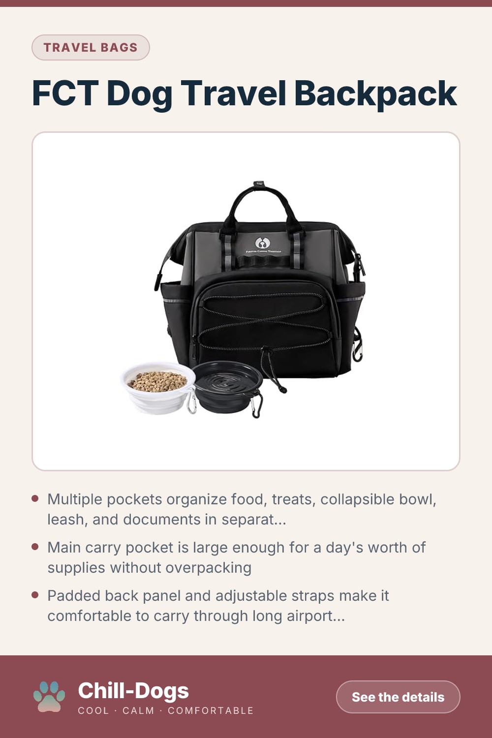 FCT Dog Travel Backpack — Chill-Dogs pin