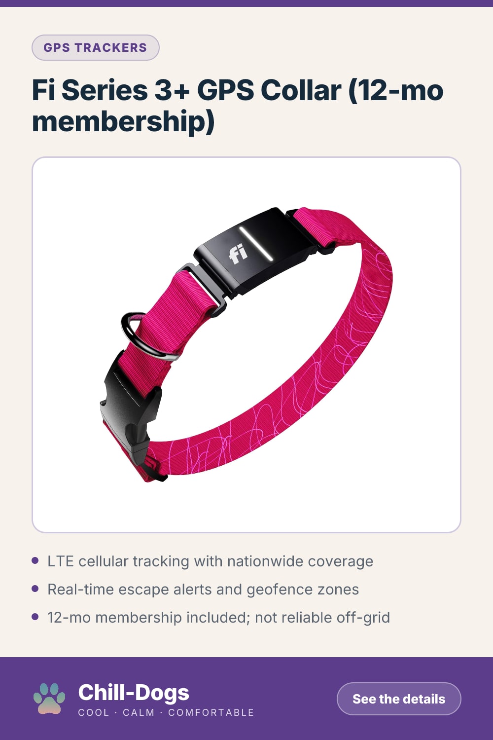 Fi Series 3+ GPS Collar (12-mo membership) — Chill-Dogs pin