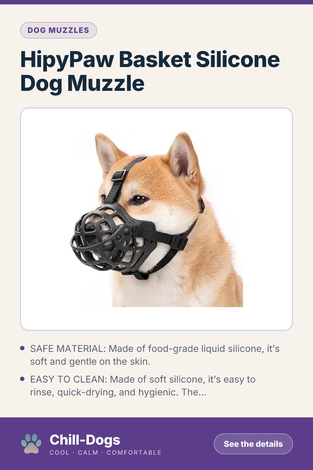HipyPaw Basket Silicone Dog Muzzle — Chill-Dogs pin