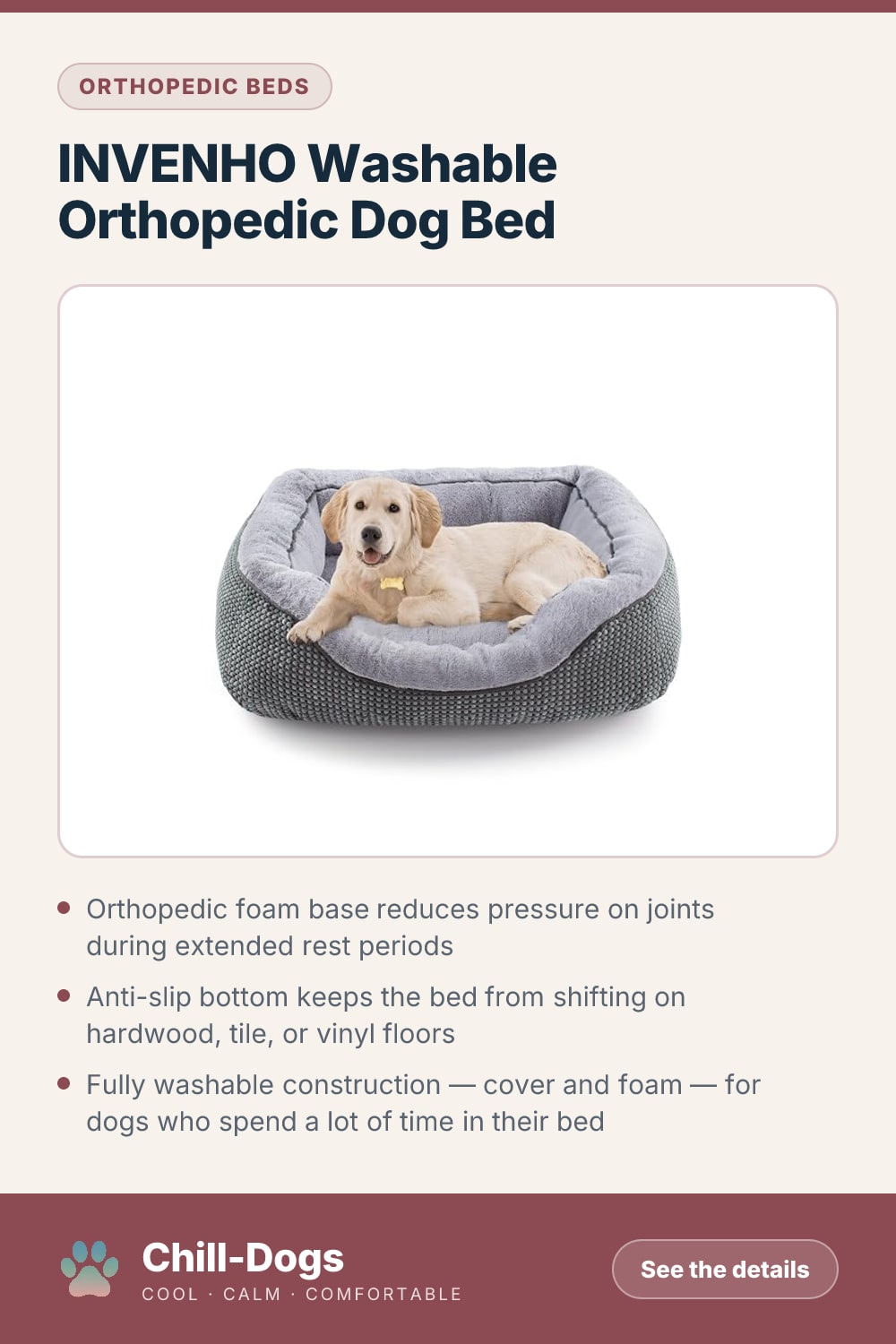 INVENHO Washable Orthopedic Dog Bed — Chill-Dogs pin