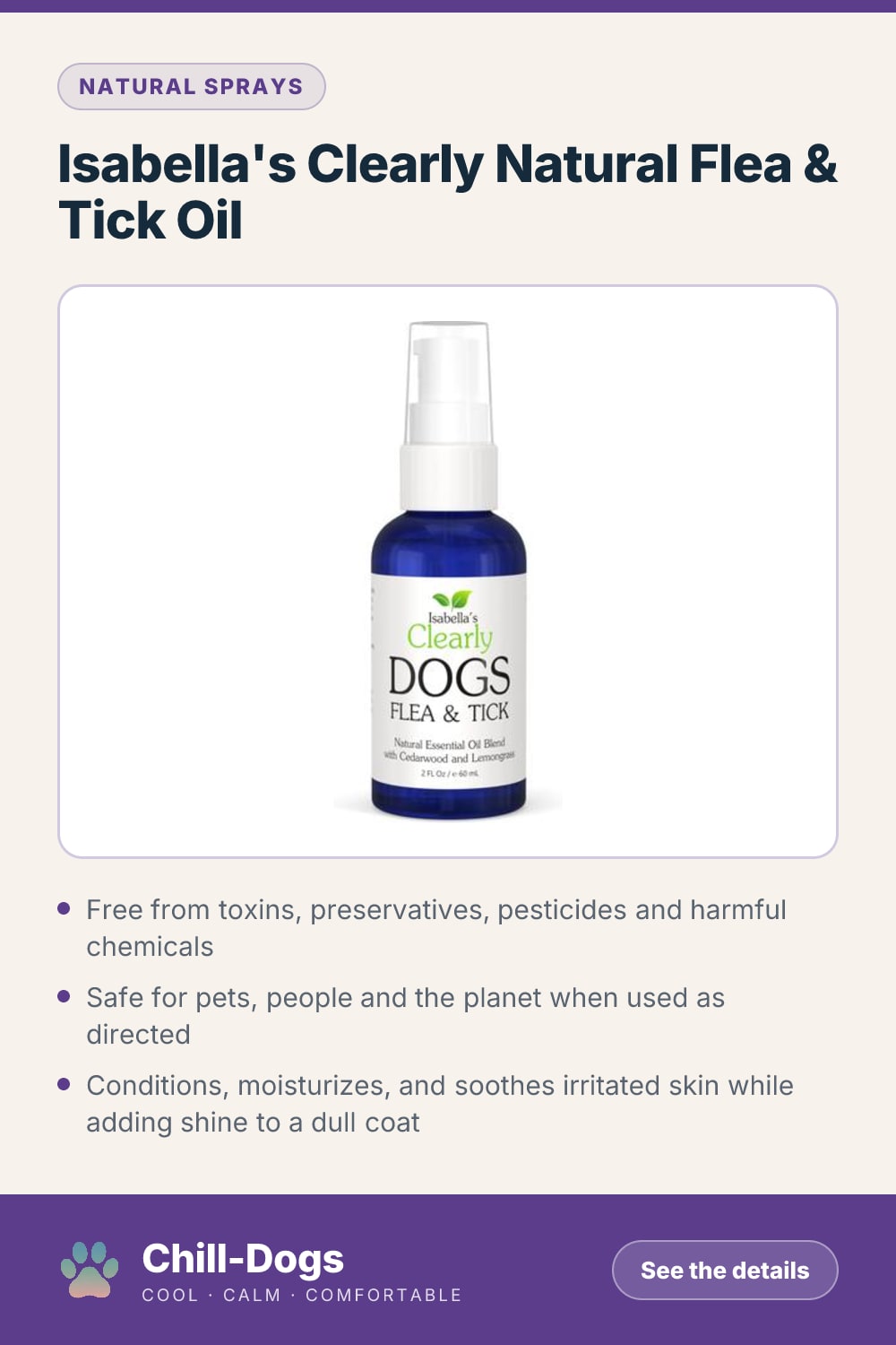 Isabella's Clearly Natural Flea & Tick Oil — Chill-Dogs pin