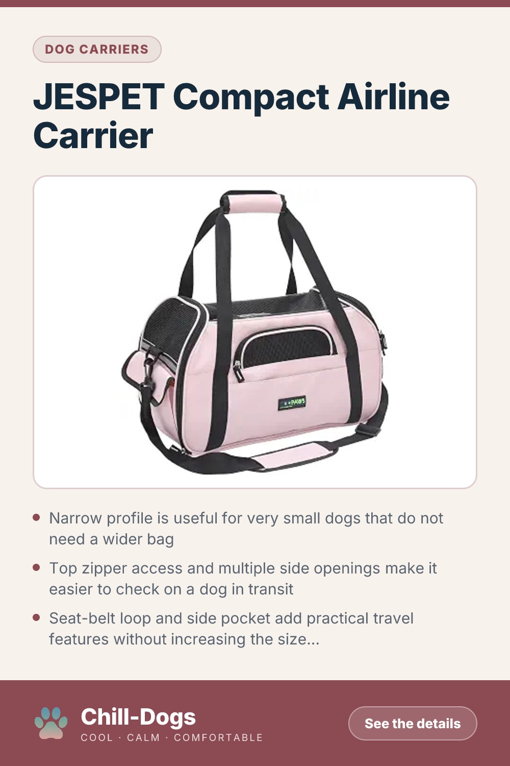 JESPET Compact Airline Carrier — Chill-Dogs pin