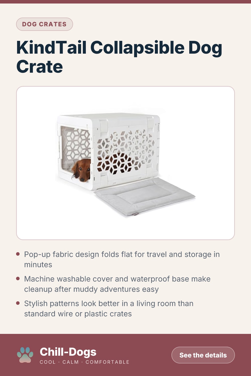 KindTail Collapsible Dog Crate — Chill-Dogs pin