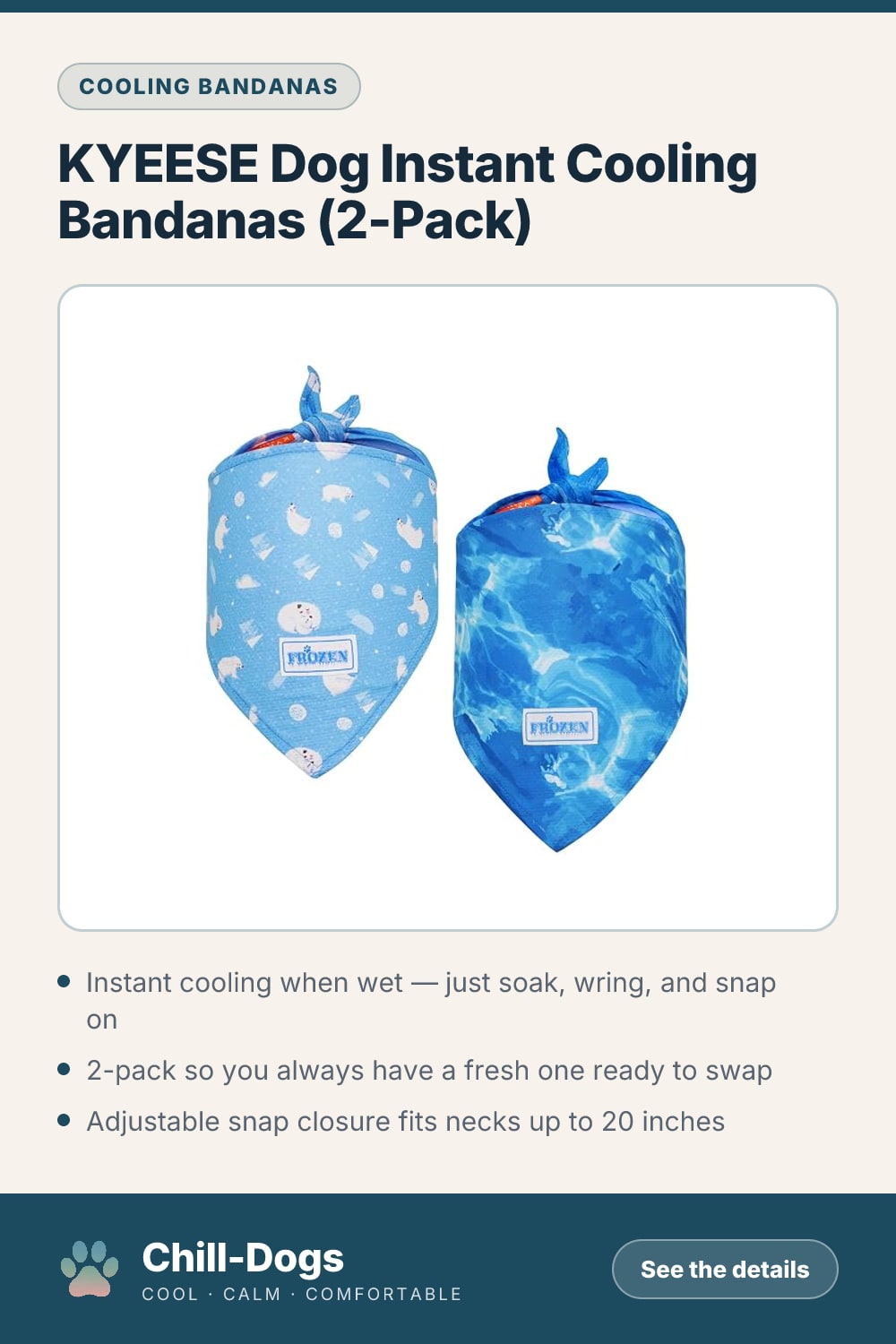 KYEESE Dog Instant Cooling Bandanas (2-Pack) — Chill-Dogs pin