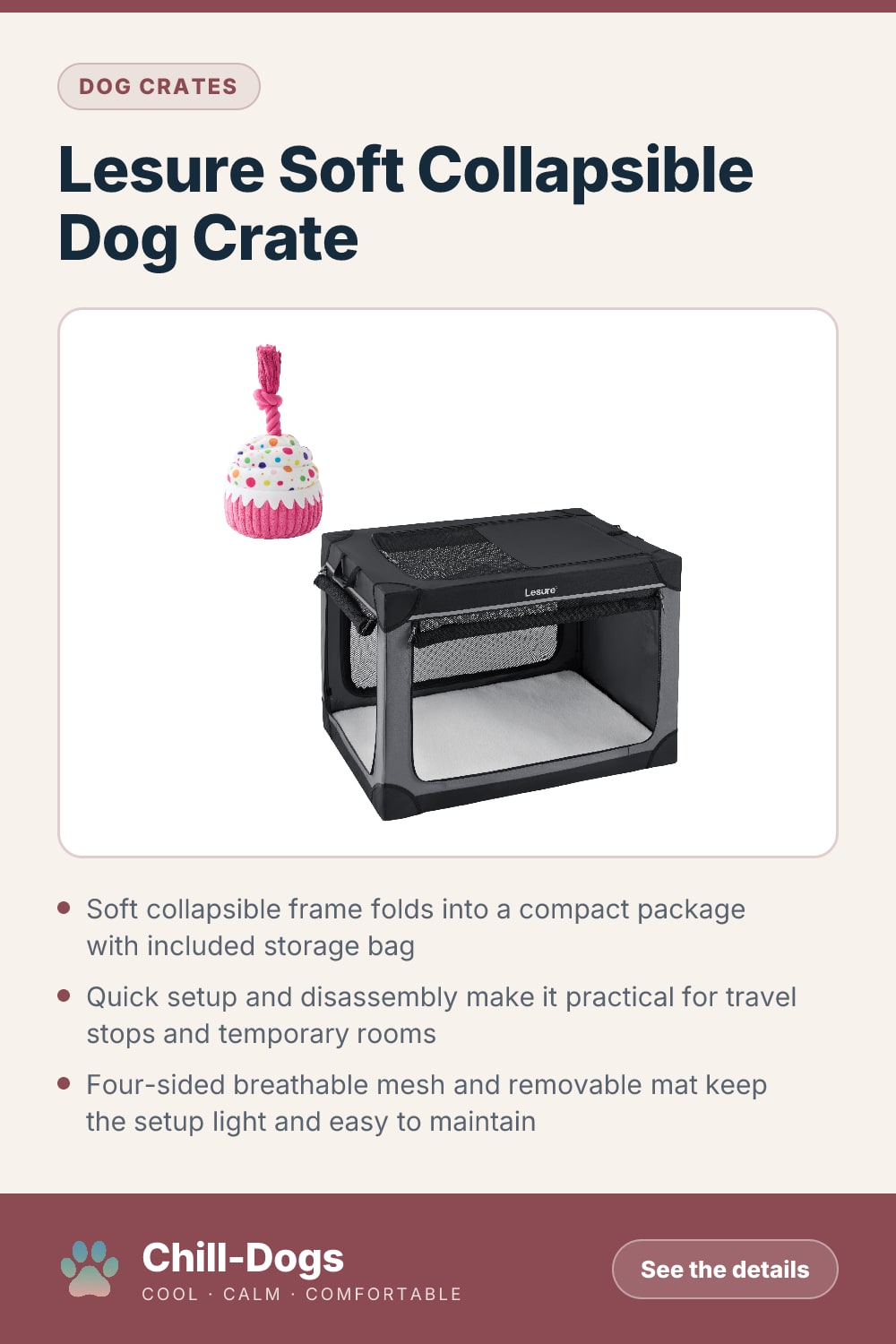 Lesure Soft Collapsible Dog Crate — Chill-Dogs pin