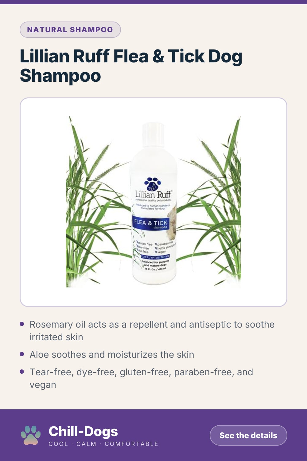 Lillian Ruff Flea & Tick Dog Shampoo — Chill-Dogs pin