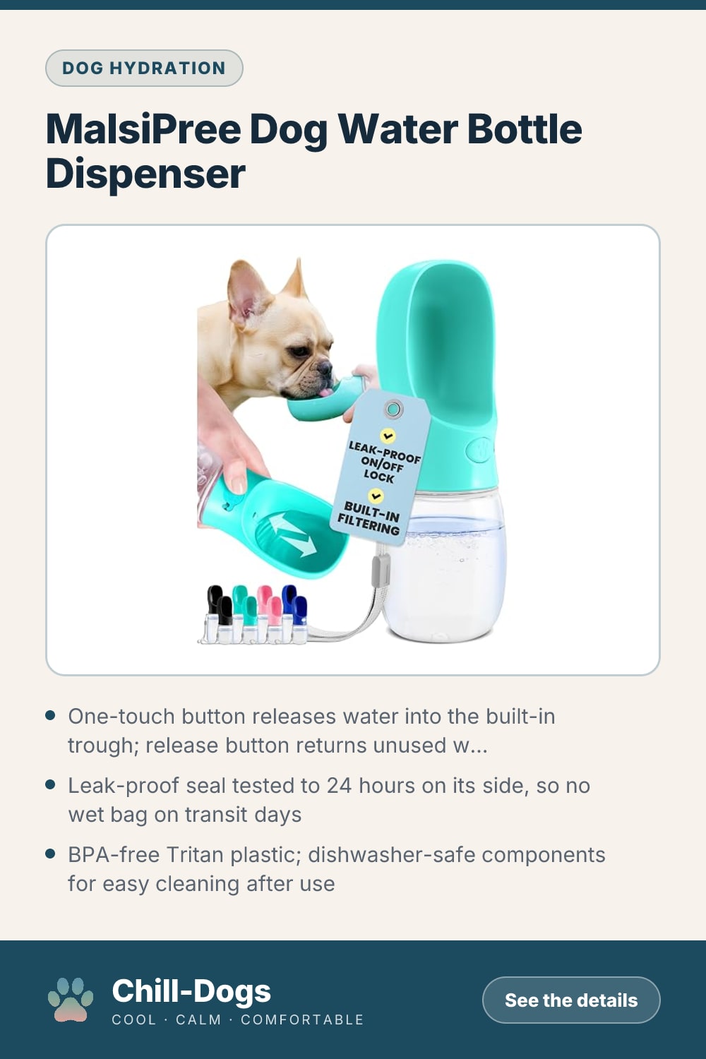 MalsiPree Dog Water Bottle Dispenser — Chill-Dogs pin