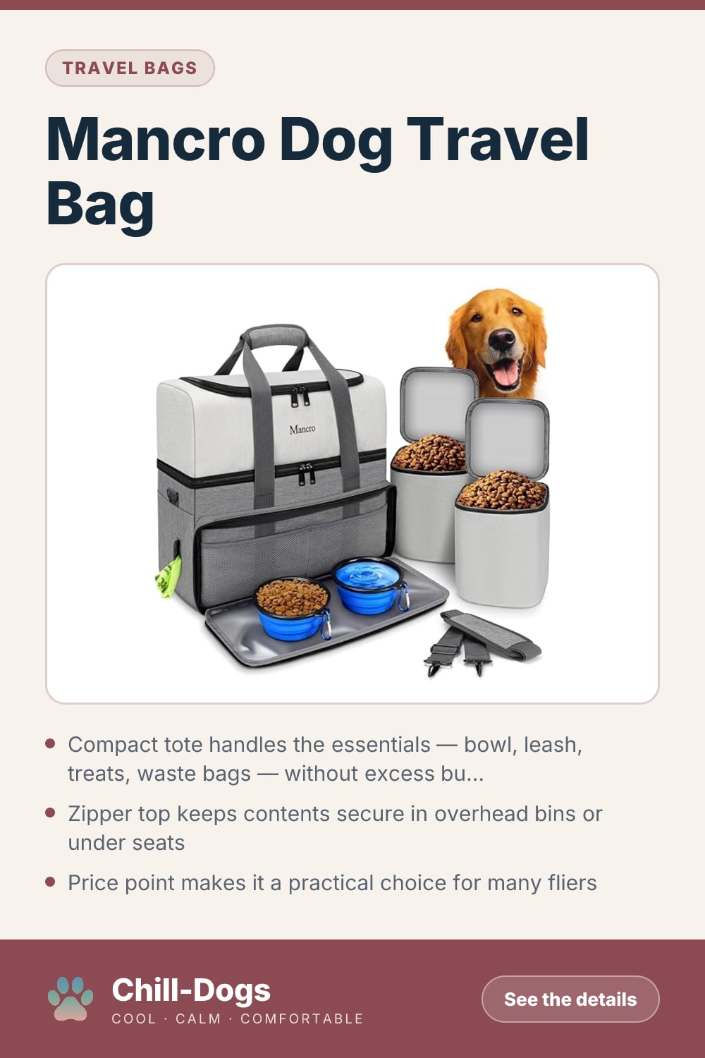 Mancro Dog Travel Bag — Chill-Dogs pin