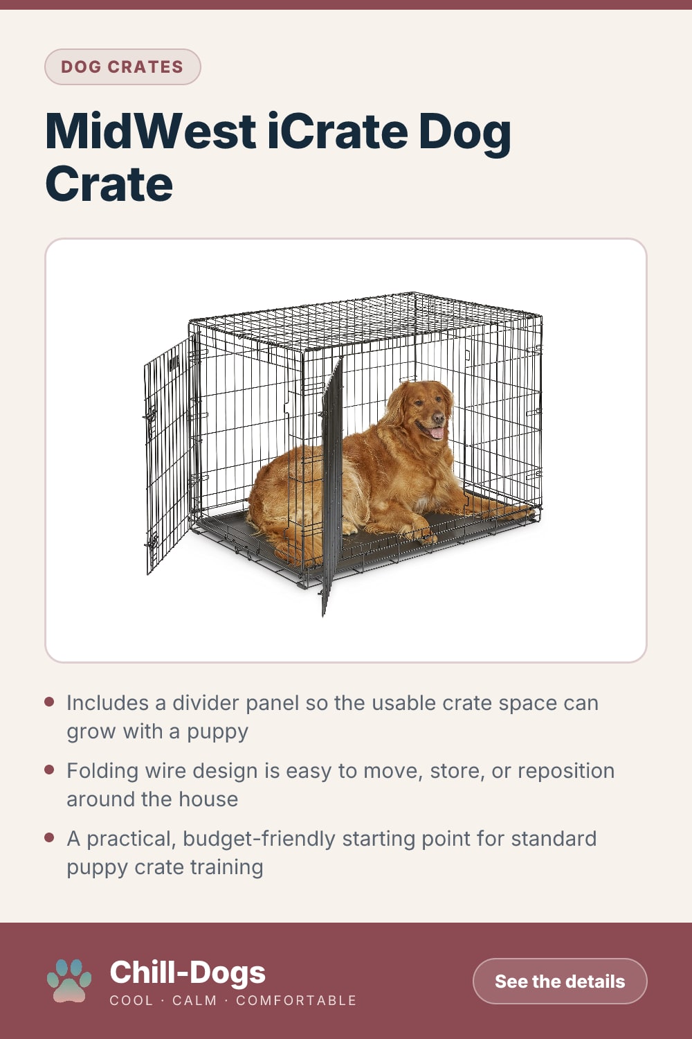 MidWest iCrate Dog Crate — Chill-Dogs pin