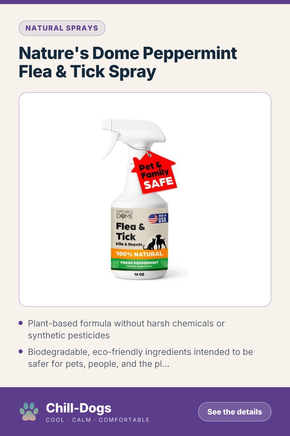 Nature's Dome Peppermint Flea & Tick Spray — Chill-Dogs pin