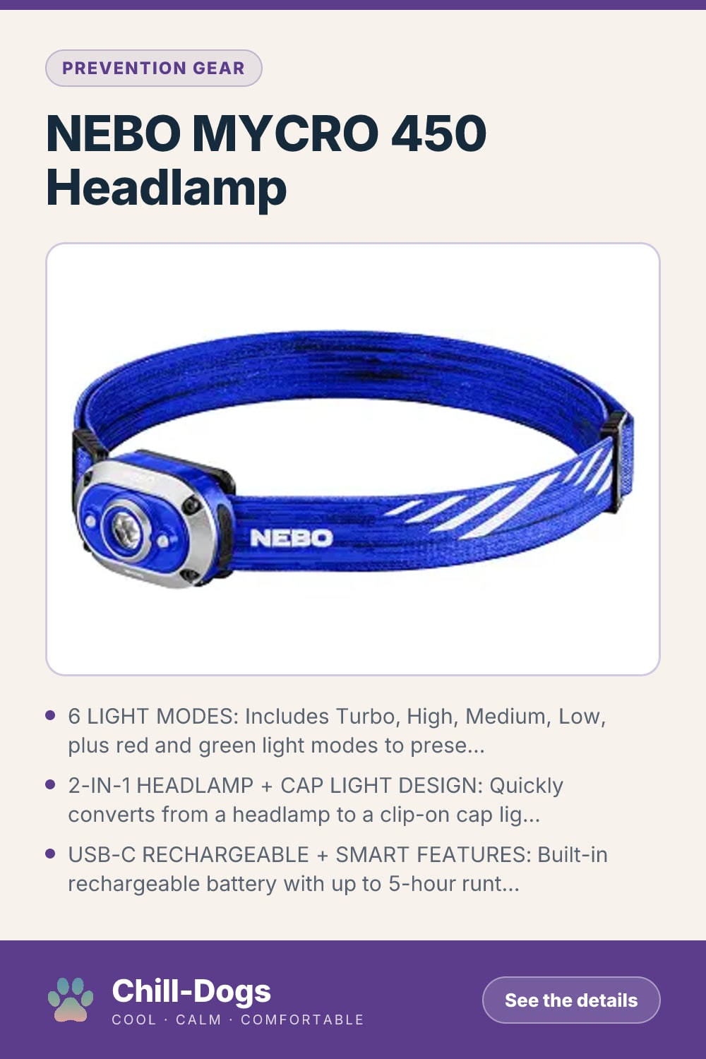 NEBO MYCRO 450 Headlamp — Chill-Dogs pin