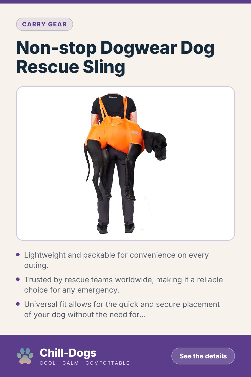 Non-stop Dogwear Dog Rescue Sling — Chill-Dogs pin