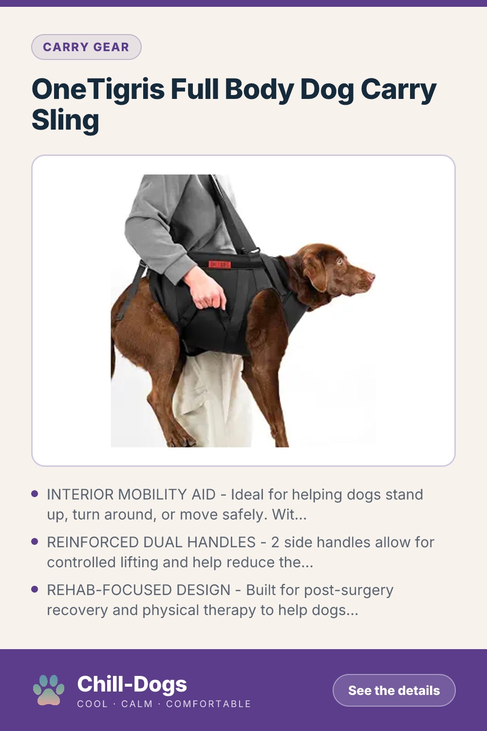 OneTigris Full Body Dog Carry Sling — Chill-Dogs pin
