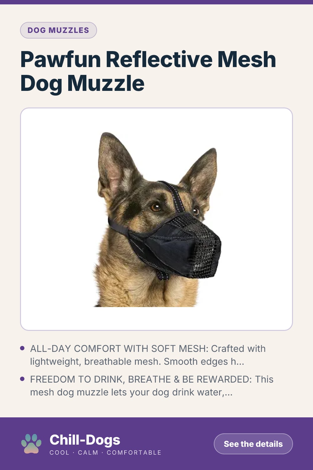 Pawfun Reflective Mesh Dog Muzzle — Chill-Dogs pin