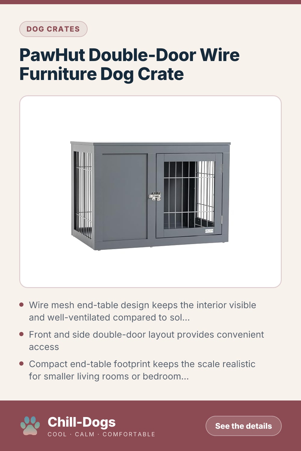 PawHut Double-Door Wire Furniture Dog Crate — Chill-Dogs pin