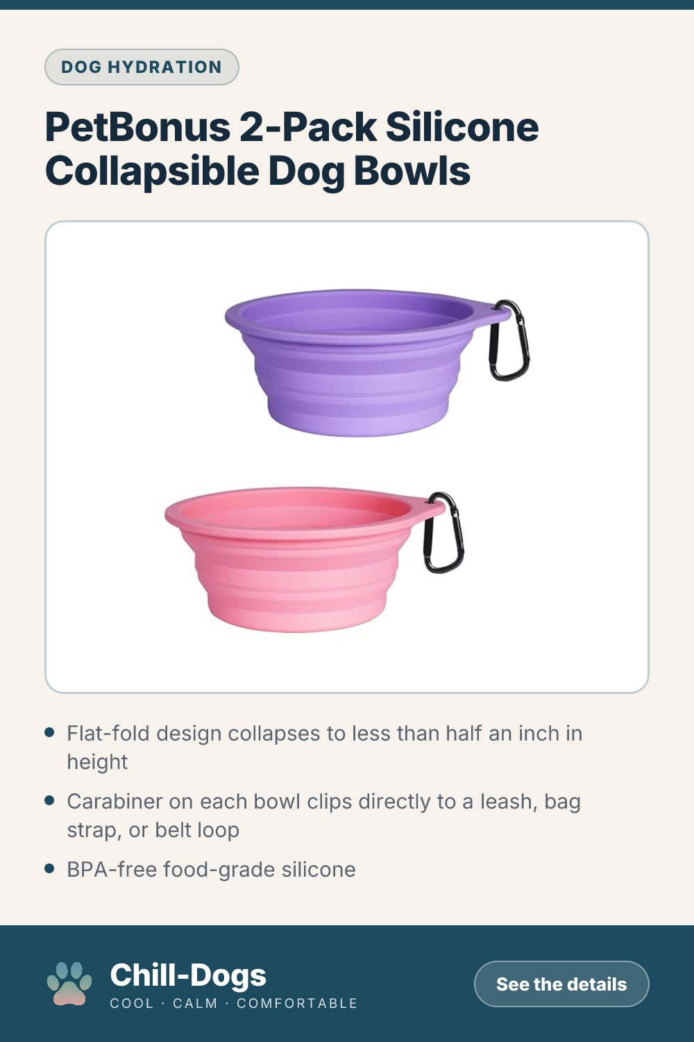 PetBonus 2-Pack Silicone Collapsible Dog Bowls — Chill-Dogs pin