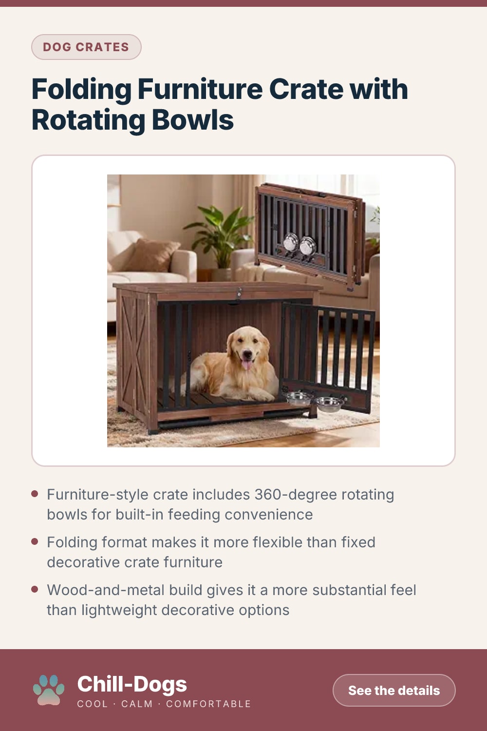 Folding Furniture Crate with Rotating Bowls — Chill-Dogs pin