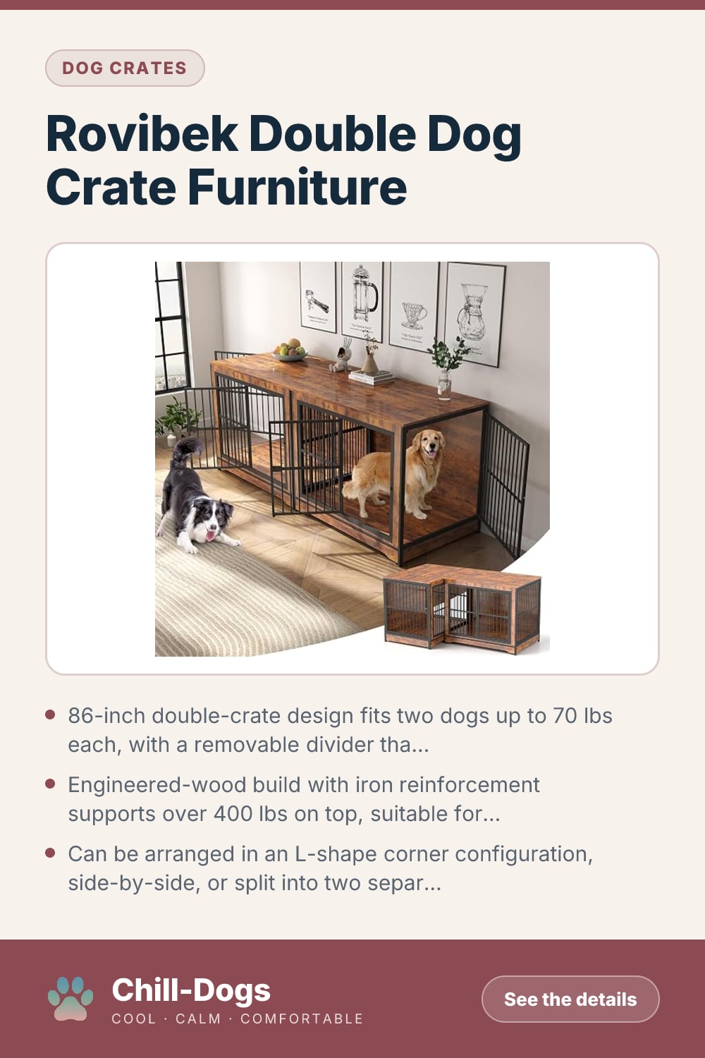 Rovibek Double Dog Crate Furniture — Chill-Dogs pin