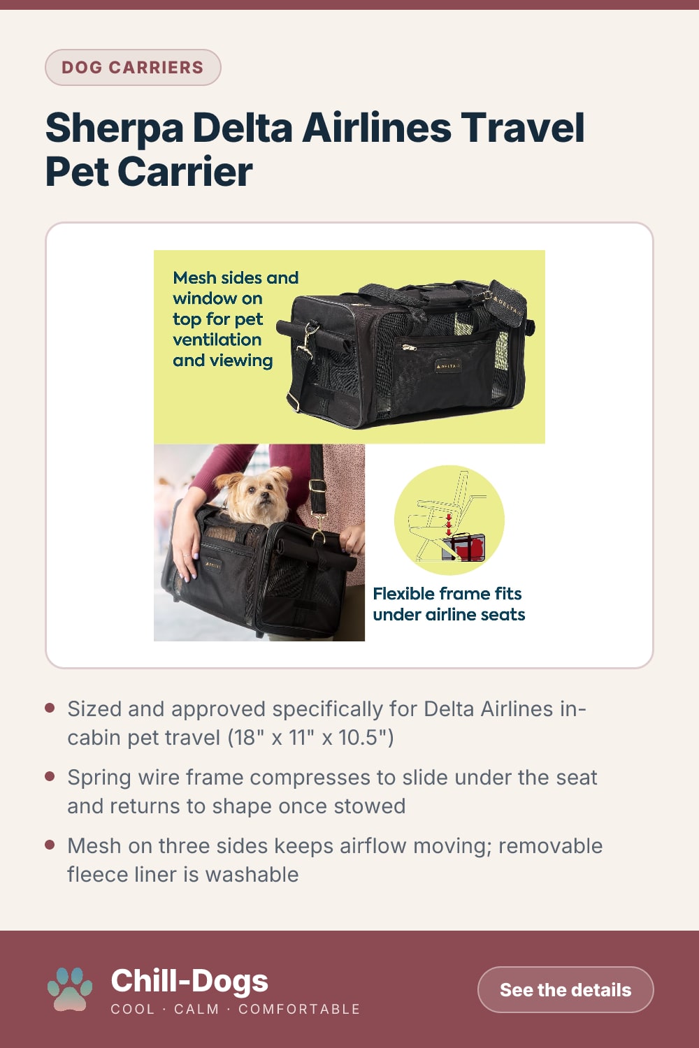 Sherpa Delta Airlines Travel Pet Carrier — Chill-Dogs pin