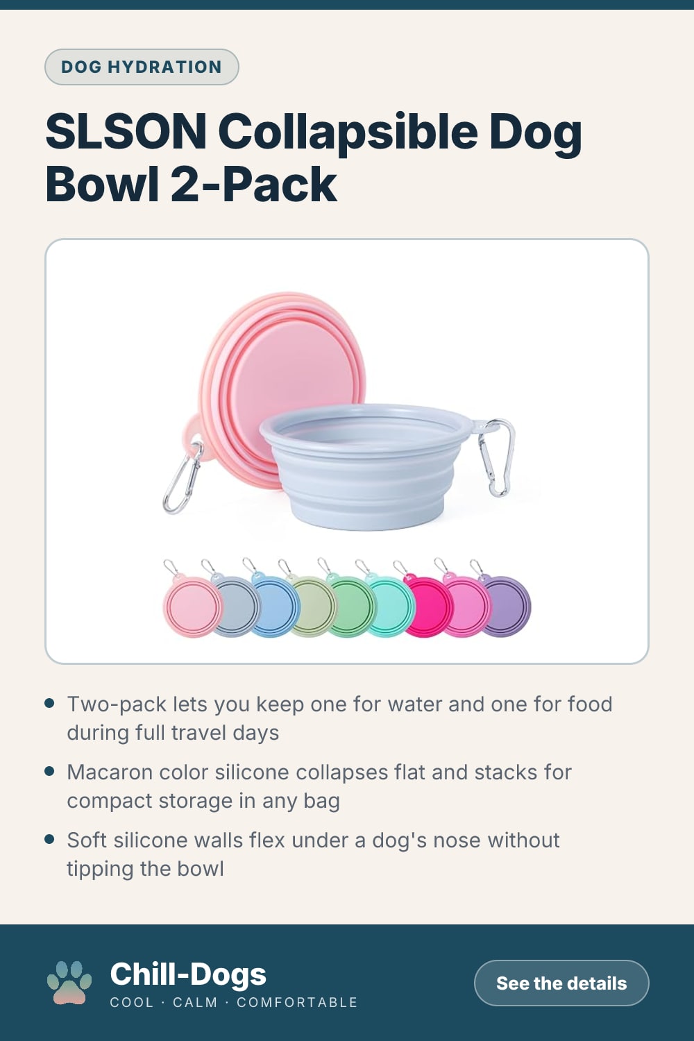 SLSON Collapsible Dog Bowl 2-Pack — Chill-Dogs pin