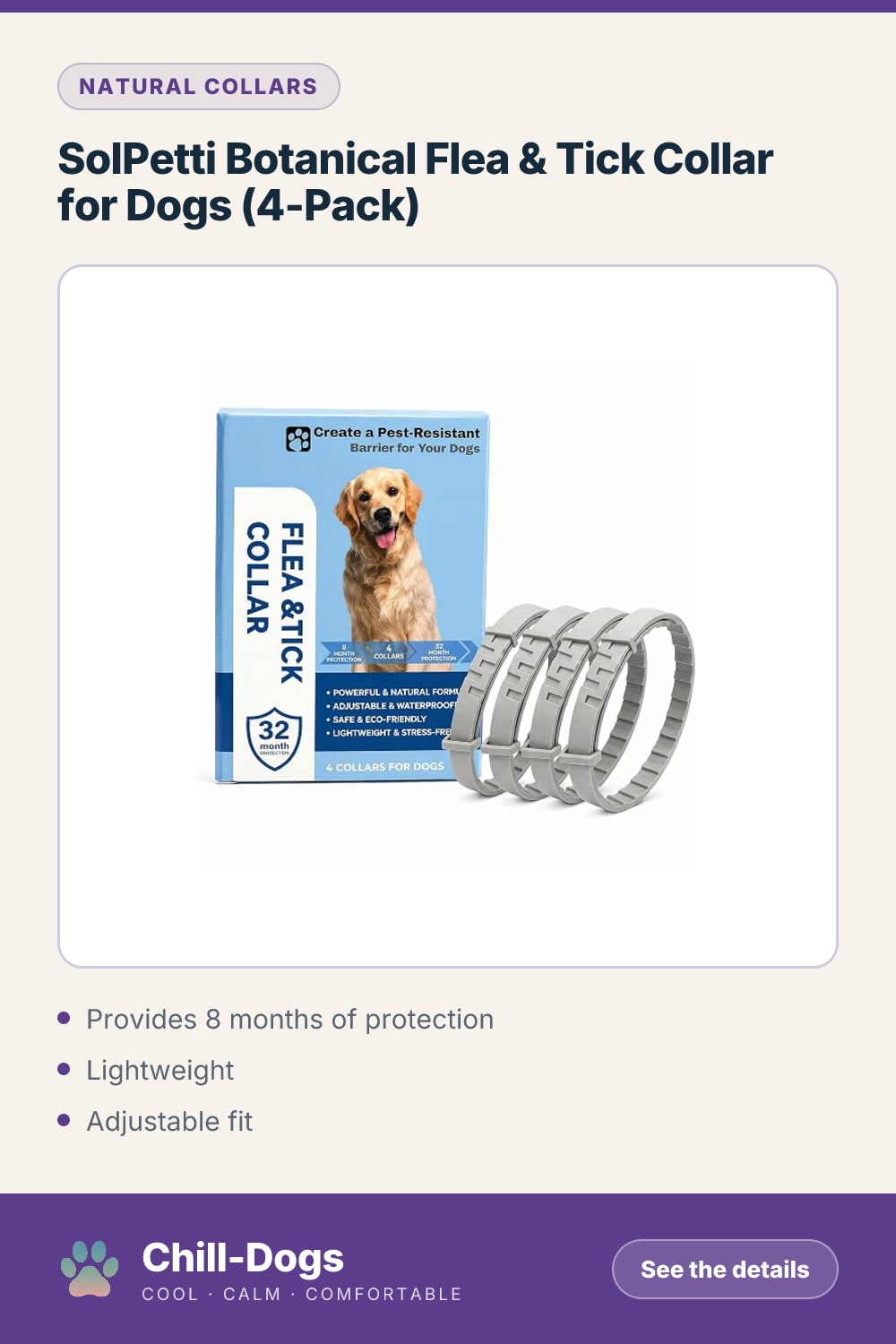 SolPetti Botanical Flea & Tick Collar for Dogs (4-Pack) — Chill-Dogs pin