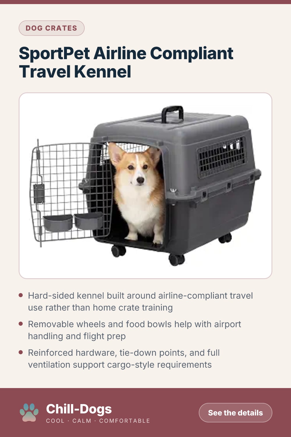 SportPet Airline Compliant Travel Kennel — Chill-Dogs pin