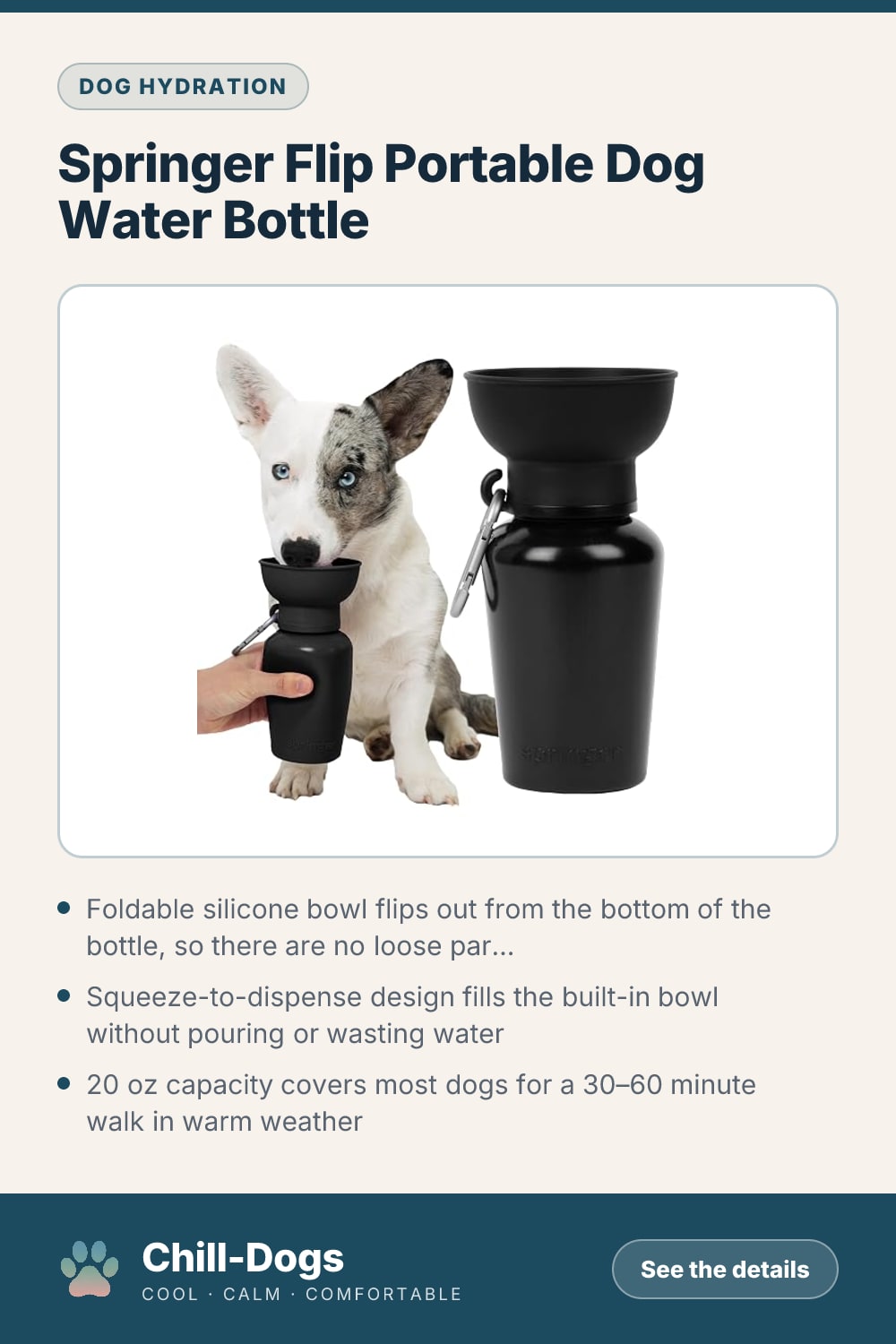 Springer Flip Portable Dog Water Bottle — Chill-Dogs pin