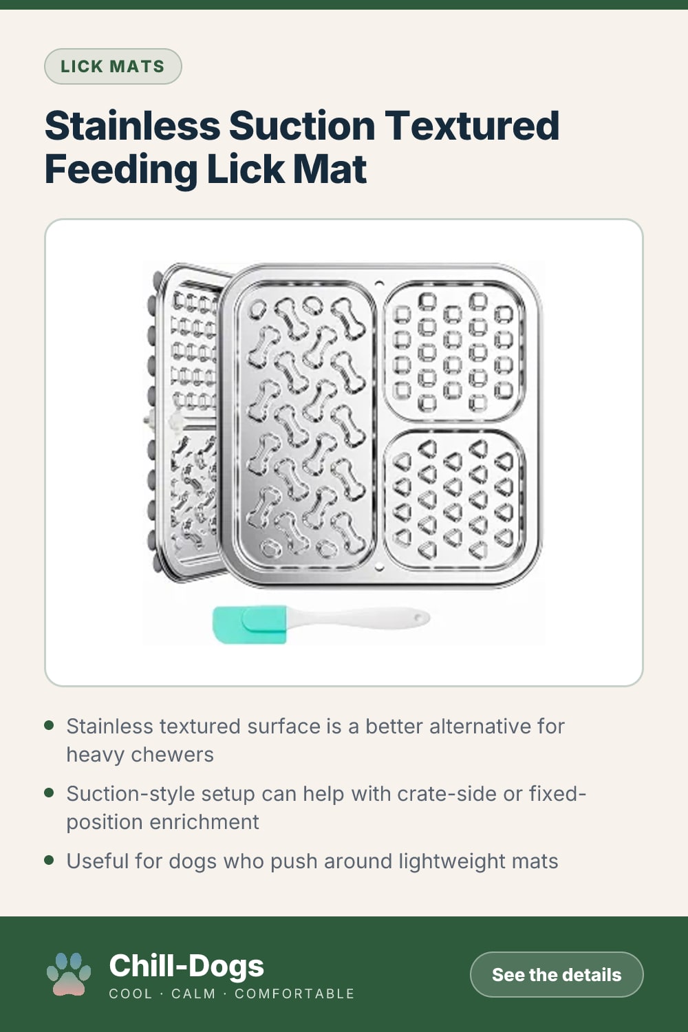 Stainless Suction Textured Feeding Lick Mat — Chill-Dogs pin
