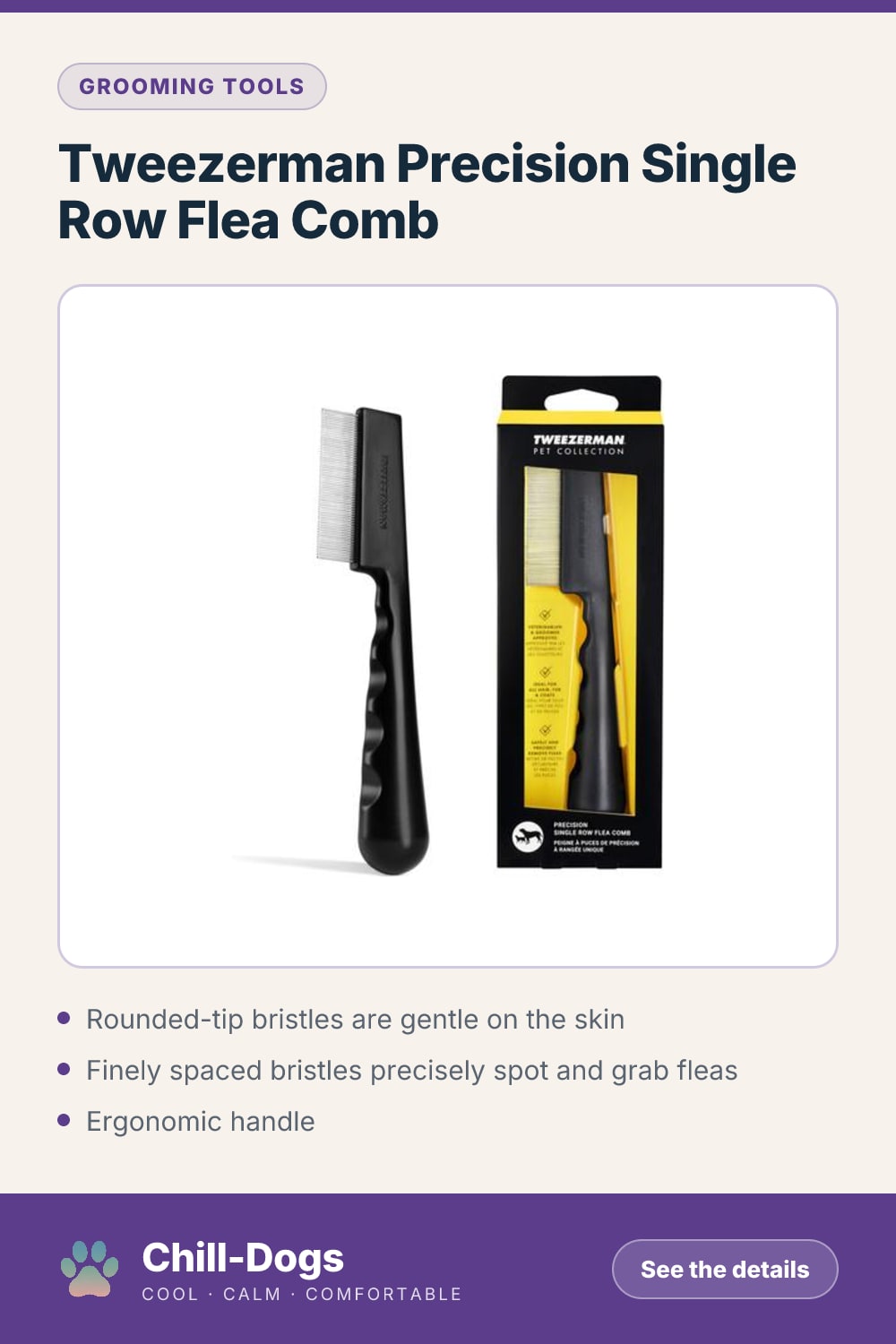 Tweezerman Precision Single Row Flea Comb — Chill-Dogs pin
