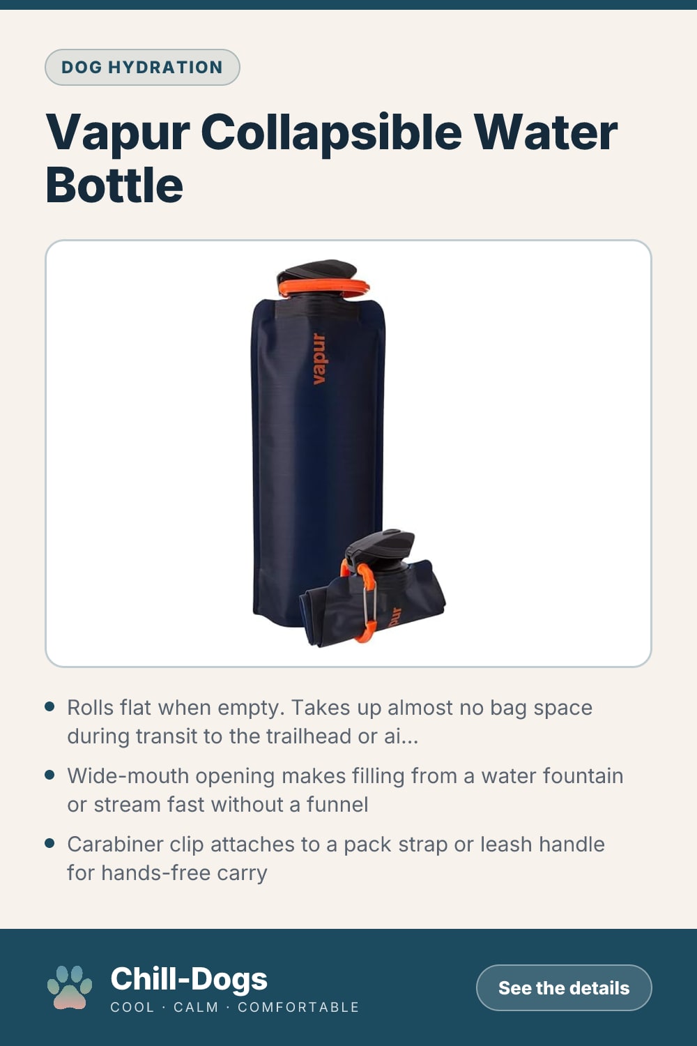 Vapur Collapsible Water Bottle — Chill-Dogs pin
