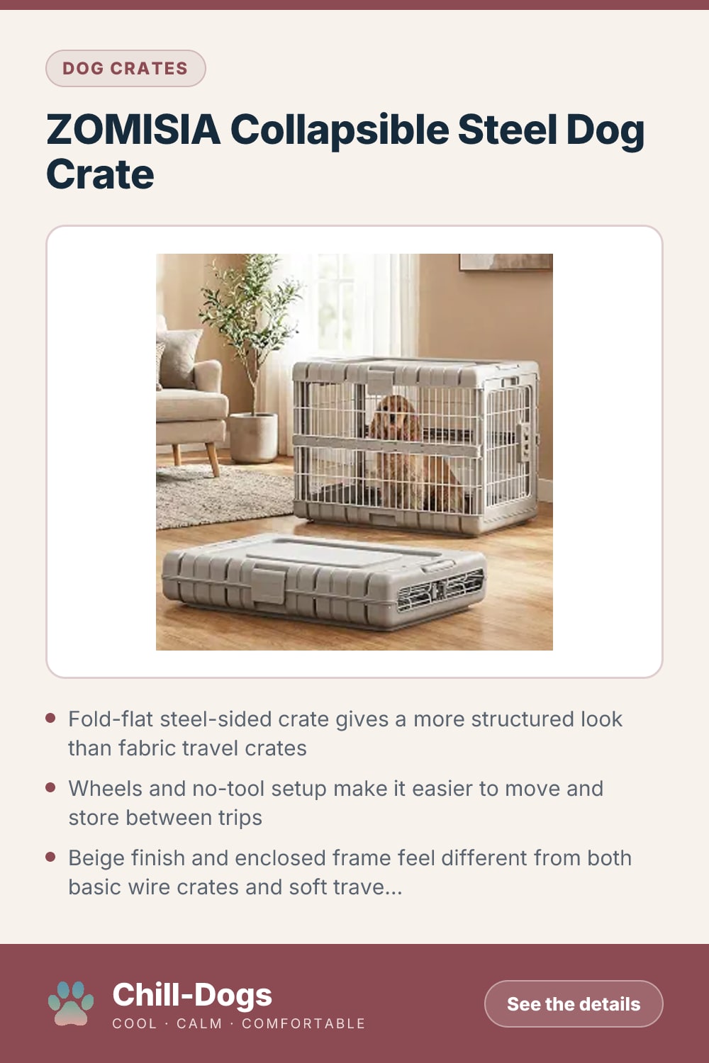 ZOMISIA Collapsible Steel Dog Crate — Chill-Dogs pin