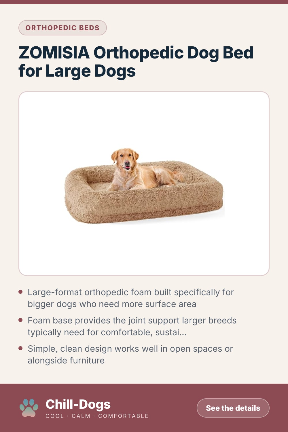 ZOMISIA Orthopedic Dog Bed for Large Dogs — Chill-Dogs pin